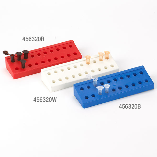 Globe Scientific Rack for 1.5mL and 2.0mL Microcentrifuge Tubes, Reinforced PP, 20-Place, Blue Microcentrifuge Tube Rack; Microtube; Rack; 20 Place; 1.5mL Tube; 2.0mL Tube ; Tube Rack;